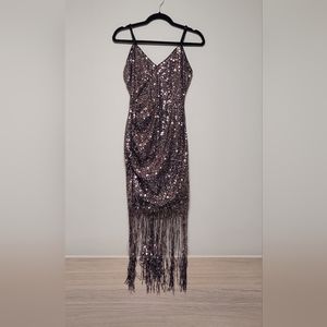 Rose Gold Glittering Bodycon Dress S